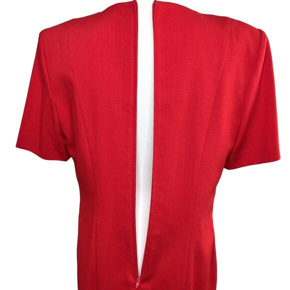 Vintage Danny & Nicole Size 12 Red Double Breasted Military Style Shift Dress - Picture 9 of 10